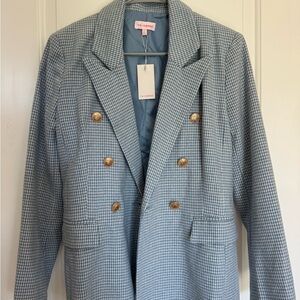 Double-Breasted Houndstooth Blazer